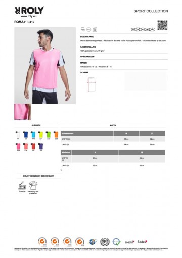 Maattabel roma sporthes pt0417 8